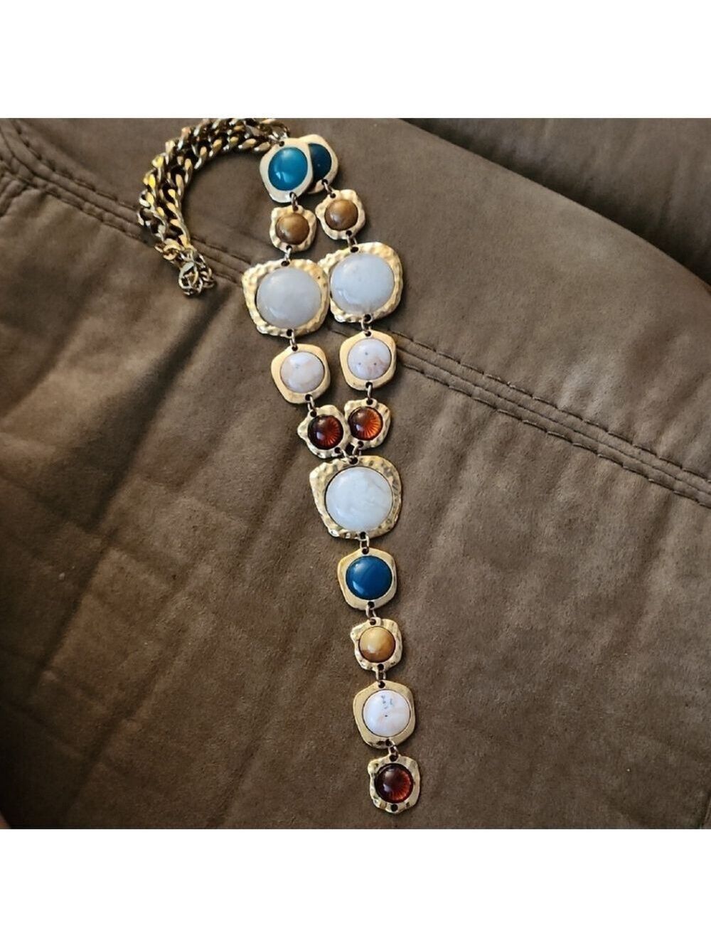 Elegant Gold and Blue Statement Necklace